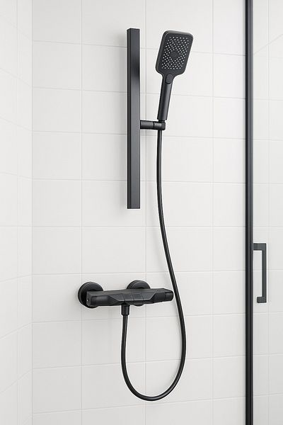 ferrara La Brocca BAS005 Shower Set, 2 Functions, High Pressure, Adjustable Jet, Matte Black
