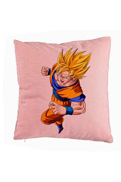 BEKZ Perna Decorativa cu Goku Angry, 40x40 cm, Roz, Husa Detasabila, Burduf