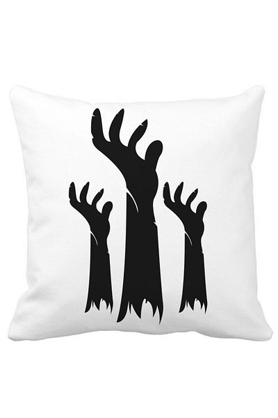 BEKZ Decorative Pillow with Halloween Motif 5, 40x40 cm, White, Matte, Removable Cover, Bellows