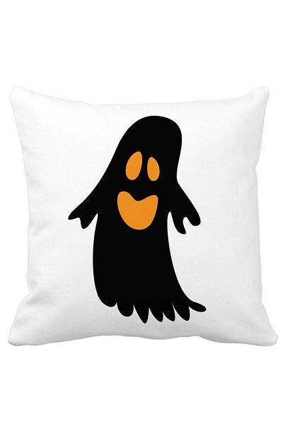 BEKZ Decorative Pillow with Halloween Ghost 2 motif, 40x40 cm, White, Matte, Removable Cover, Bellows