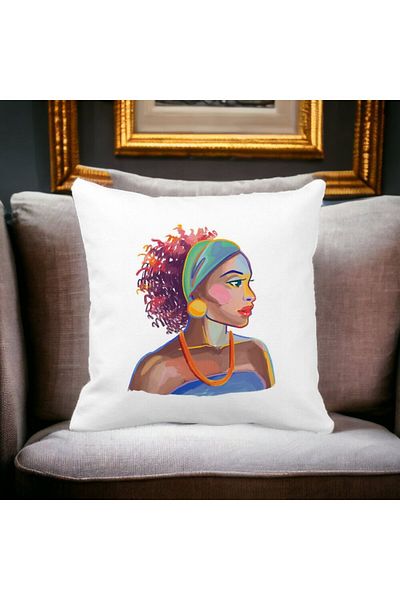 BEKZ Golden African Square Pillowcase, 40x40 Cm, White, Matte