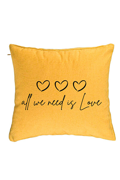 BEKZ Perna Decorativa, Model All we need is Love, 40x40 cm, Galben, Husa Deta...