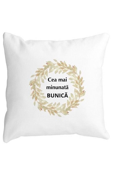 BEKZ Perna Decorativa pentru Bunica 5, 40x40 cm, Alba, Mata, Husa Detasabila, Burduf