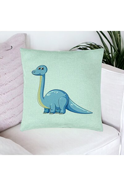 BEKZ Perna Decorativa, Model copii, Blue Dinozaur, 40x40 cm, Verde Menta, Hus...