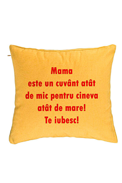 BEKZ Față de pernă, model pentru mama te iubesc, 40x40 cm, galben