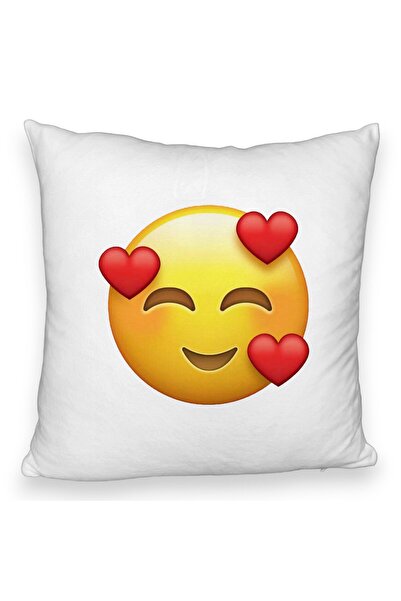 BEKZ Perna Decorativa Fluffy, Model Emoji In Love, 40x40 cm, Alba, Husa Detas...