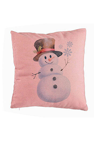 BEKZ Față de pernă de Crăciun cu om de zăpadă, 2 buc, 40x40 cm, roz