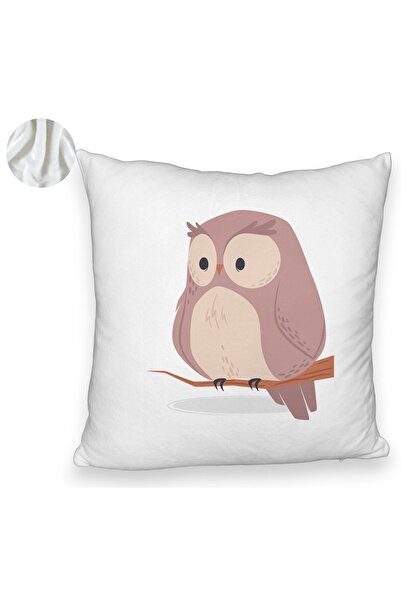 BEKZ Față de pernă pufoasă, model bufniță, 40x40 cm, albă