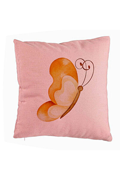 BEKZ Față de pernă, model fluture maro, 40x40 cm, roz