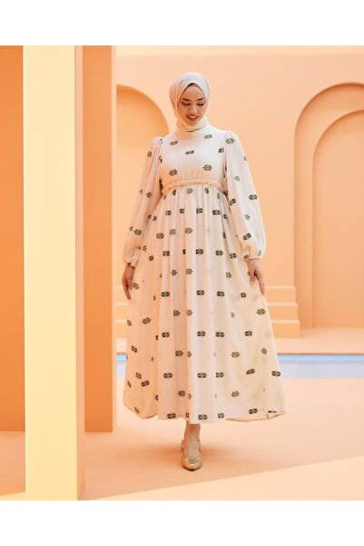 Afili butik فستان صيفي مبطن من الداخل مع مطاط في الخصر