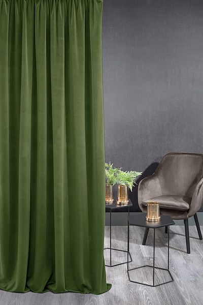 NS Ehli Tacir Green Velvety Fabric Extrafor Drawstring New Season Single Wing Background Curtain