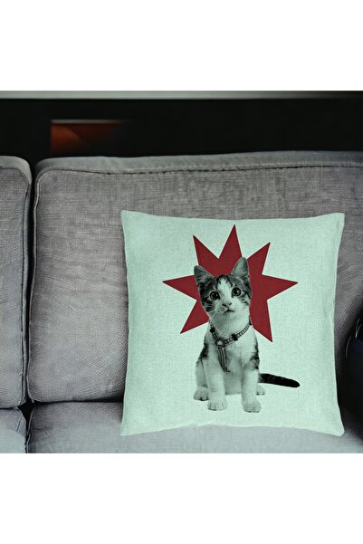 BEKZ Față de pernă, model Super Cat, 40x40 cm, verde mentă