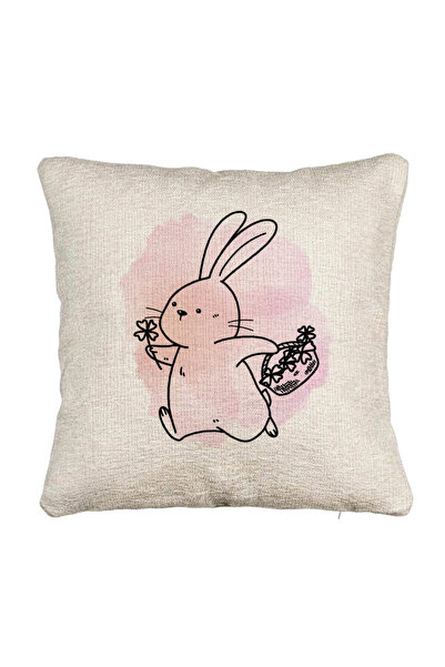 BEKZ Fata de perna Canapea, Model Iepuras Roz, 40x40 cm, Cu fermoar