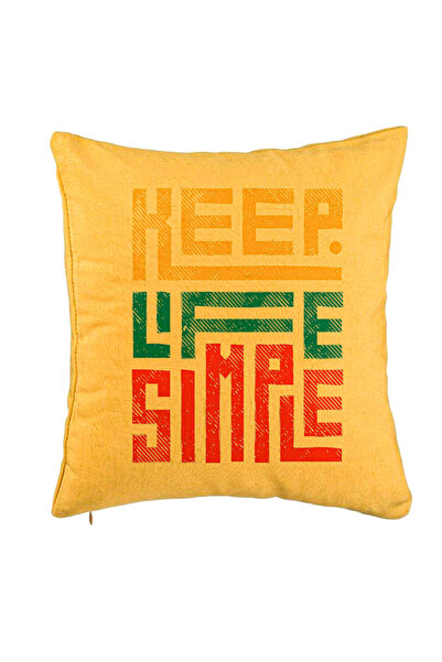 BEKZ Perna Decorativa, Model Keep Life Simple, 40x40 cm, Galben, Husa Detasab...