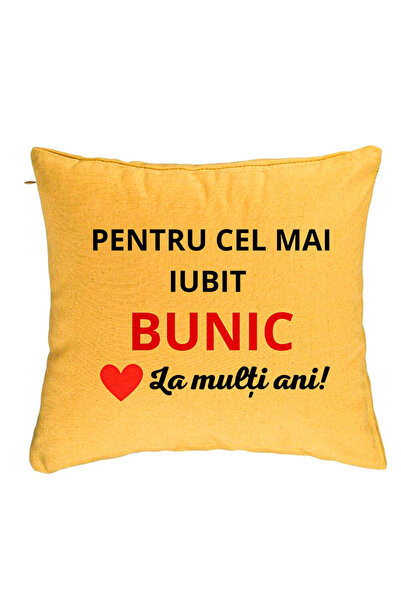 BEKZ Perna Decorativa pentru Bunicul 3, 40x40 cm, Galben, Husa Detasabila, Bu...
