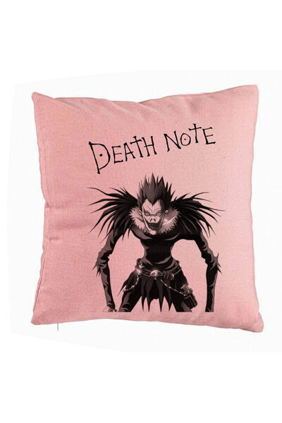 BEKZ Perna Decorativa cu Deathnote, 40x40 cm, Roz, Husa Detasabila, Burduf
