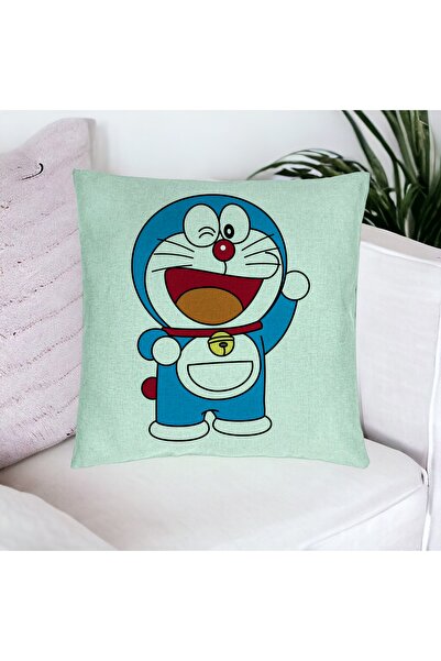 BEKZ Калъфка за възглавница, Детски мотив Дораемон, 40x40 см, Ментово зелено