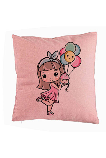 BEKZ Perna Decorativa, Model Happy Girl, 40x40 cm, Roz, Husa Detasabila, Burduf