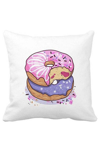 BEKZ Square Pillowcase Glazed Donuts, 40x40 Cm, White, Matte