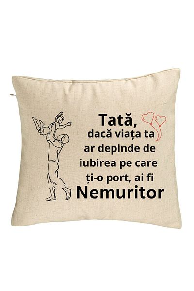 BEKZ Perna Decorativa, Model pentru Tata 10, 40x40 cm, Bej, Husa Detasabila, Burduf