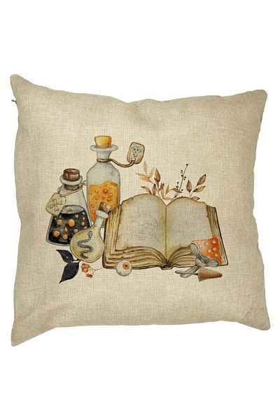 BEKZ Perna Decorativa cu motiv de Halloween 11, 40x40 cm, Husa Detasabila, Burduf