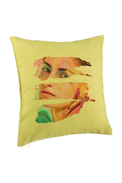 BEKZ Perna Decorativa, Model Photo Art, 40x40 cm, Verde, Husa Detasabila, Burduf