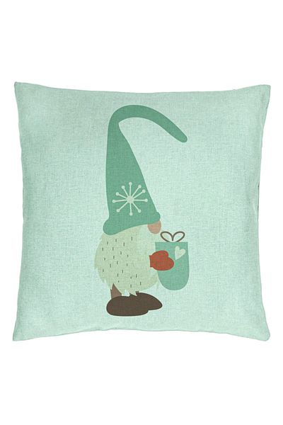 BEKZ Perna Decorativa cu tematica de Craciun, Gnom 4, 40x40 cm, Verde Menta, Husa Detasabila, Burduf