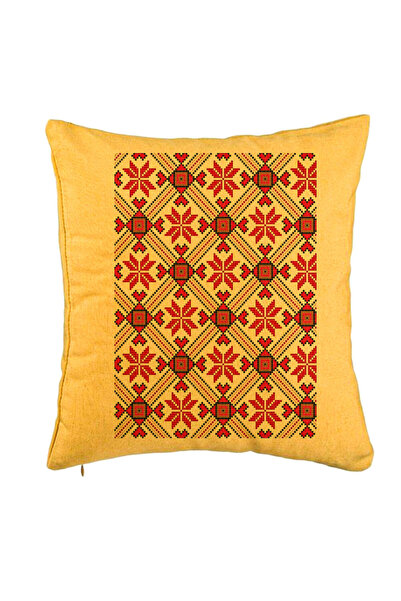 BEKZ Față de pernă, model românesc 2, 40x40 cm, galben