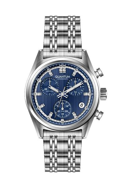 Quantum Pwg1209.390 Chronograph All Functions Active 10 Atm Water Resistant Steel Case Steel Cord