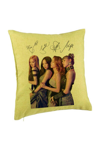 BEKZ Perna Decorativa BlackPink cu Semnaturi, Model 3, 40x40 cm, Verde, Husa ...