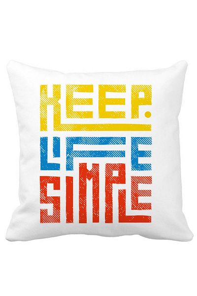 BEKZ Pillowcase, Keep Life Simple, 40x40 Cm, White, Matte