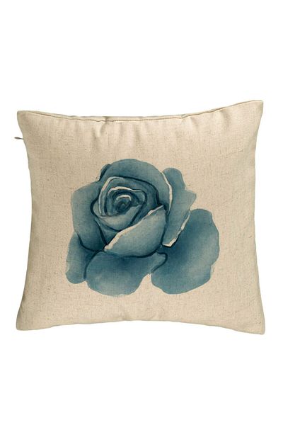 BEKZ Perna Decorativa, Model Florale Trandafir Bejstru, 40x40 cm, Bej, Husa Detasabila, Burduf