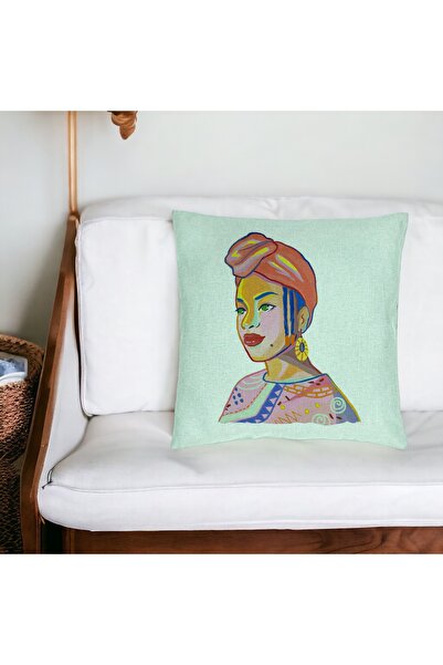 BEKZ Perna Decorativa, Model African Style, 40x40 cm, Verde Menta, Husa Detas...
