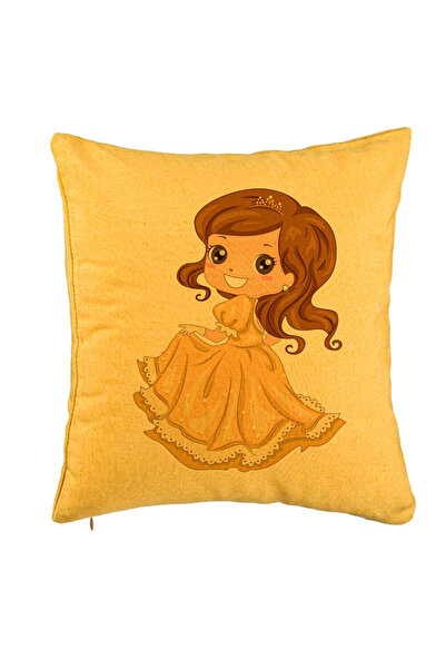 BEKZ Față de pernă, model prințesă cu coroană, 40x40 cm, galbenă