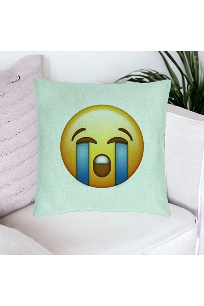 BEKZ Perna Decorativa, Model Emoji Cry, 40x40 cm, Verde Menta, Husa Detasabil...