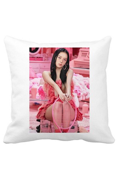 BEKZ BlackPink Jisoo Decorative Pillow 4, 40×40 cm, White, Matte, Removable Cover, Bellows