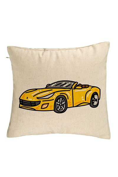 BEKZ Perna Decorativa, Model Masina Sport, 40x40 cm, Bej, Husa Detasabila, Burduf
