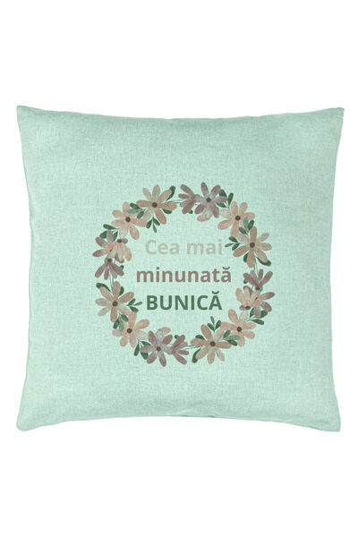BEKZ Perna Decorativa pentru Bunica 7, 40x40 cm, Verde Menta, Husa Detasabila, Burduf