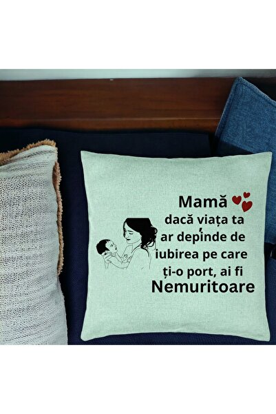 BEKZ Perna Decorativa, Model pentru Mama 9, 40x40 cm, Verde Menta, Husa Detas...