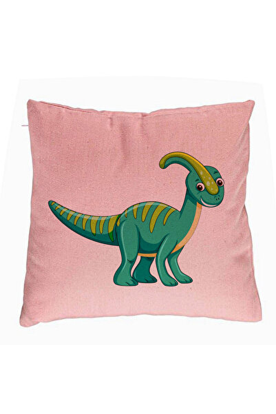 BEKZ Perna Decorativa, Model copii Dinozaur Verde, 40x40 cm, Roz, Husa Detasa...