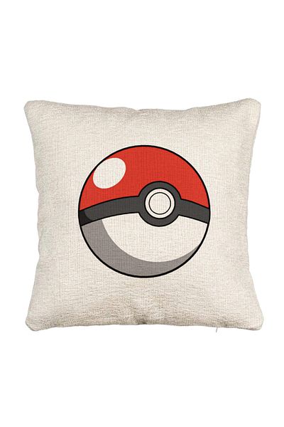 BEKZ Fata de perna Canapea, Model copii Pokeball, 40x40 cm, Cu fermoar