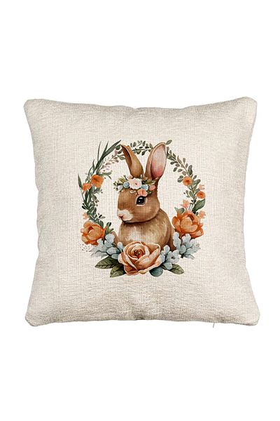 BEKZ Perna Decorativa Canapea, Model Iepuras cu Coronita Florala, 40x40 cm, Cu fermoar