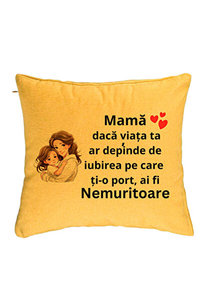 BEKZ Perna Decorativa, Model pentru Mama 6, 40x40 cm, Galben, Husa Detasabila...