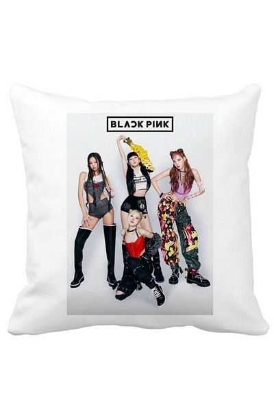 BEKZ Perna Decorativa BlackPink, Model 2, 40x40 cm, Alba, Mata, Husa Detasabila, Burduf