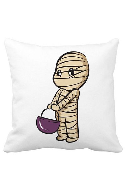 BEKZ Pillowcase With Halloween Mummy Motif 1, 40x40 Cm, White, Matte