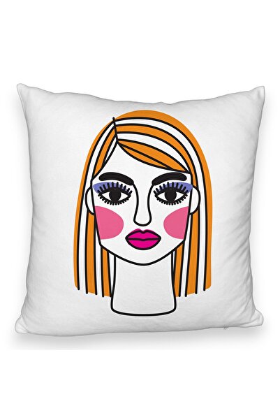 BEKZ Perna Decorativa Fluffy, Model Paint, 40x40 cm, Alba, Husa Detasabila, B...