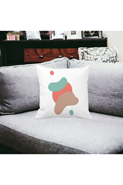 BEKZ Perna Decorativa Abstracta 6,40x40 cm, Alba, Mata, Husa Detasabila, Burduf