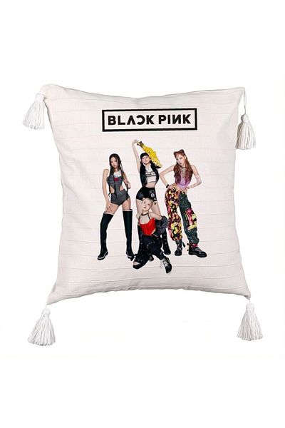 BEKZ BlackPink Fringed Pillowcase, Model 3, 45x45 cm, Ecru, With zipper