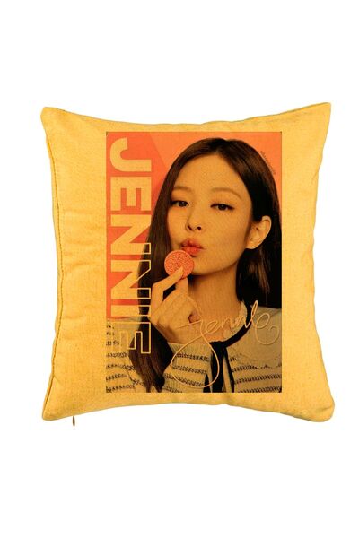 BEKZ Perna Decorativa BlackPink Jennie 4, 40x40 cm, Galben, Husa Detasabila, ...