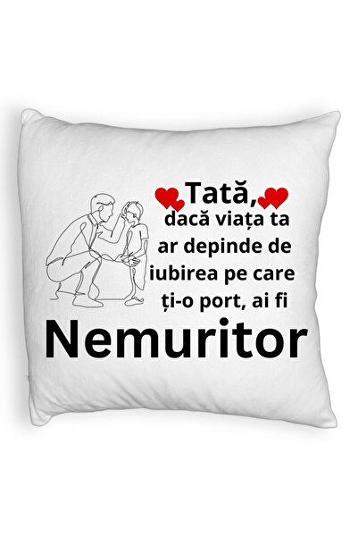 BEKZ Perna Decorativa Fluffy, Model pentru Tata 4, 40x40 cm, Alba, Husa Detas...